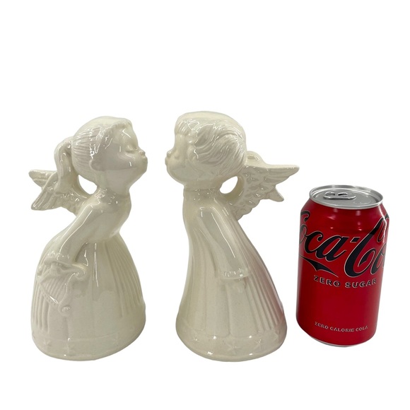 Kissing Angels Pair of Vintage Girl & Boy White Ceramic Angels Dated 1989 7.5"H - Picture 13 of 14